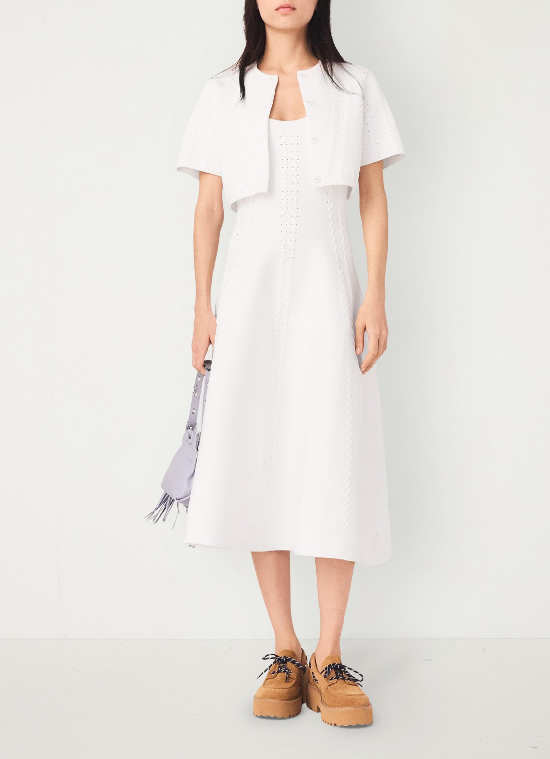 Maje Cropped vest met rijgdetail - voorkant 7 wit