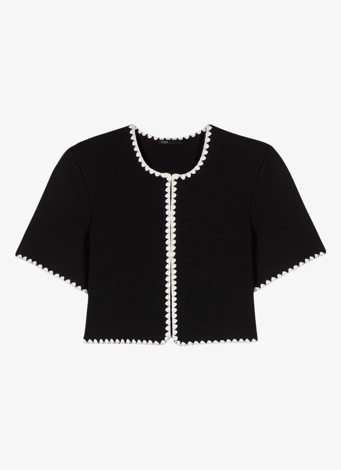 Maje Cropped vest met ronde hals - voorkant 2 zwart