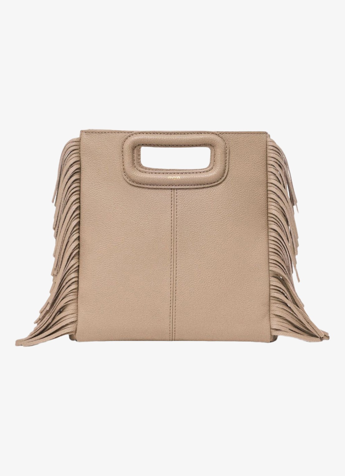 Maje Crossbodytas met franjes - voorkant beige