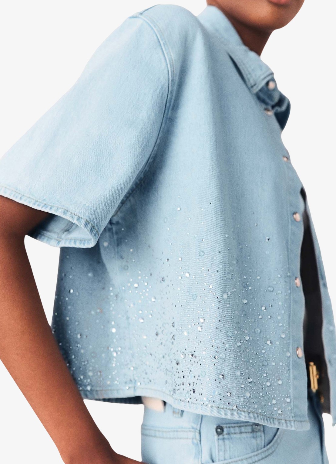 Maje Cyros blouse met strass  - detail 2 blauw