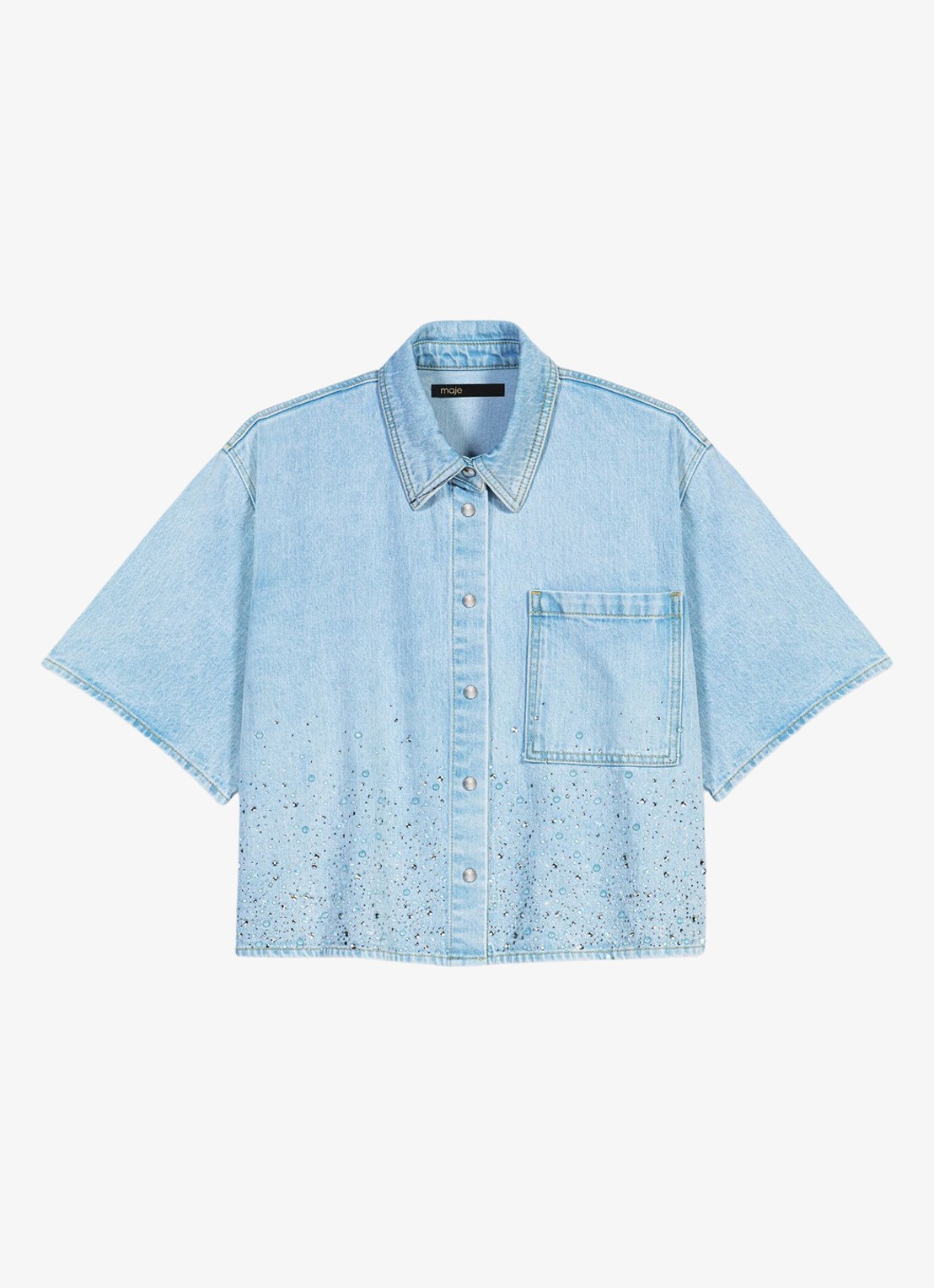 Maje Cyros blouse met strass  - voorkant 6 blauw