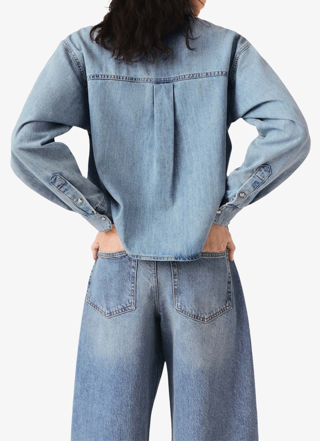 Maje Denim blouse met logo - achterkant donkerblauw
