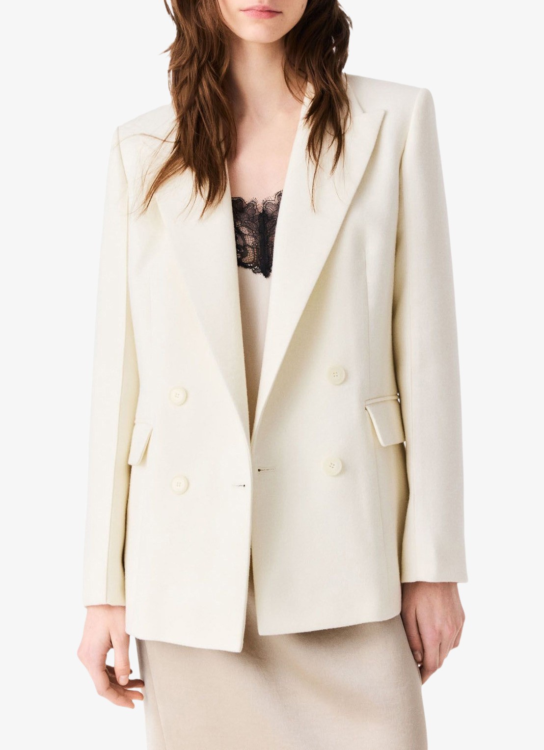 Maje Double-breasted blazer met klepzakken - detail 4 beige