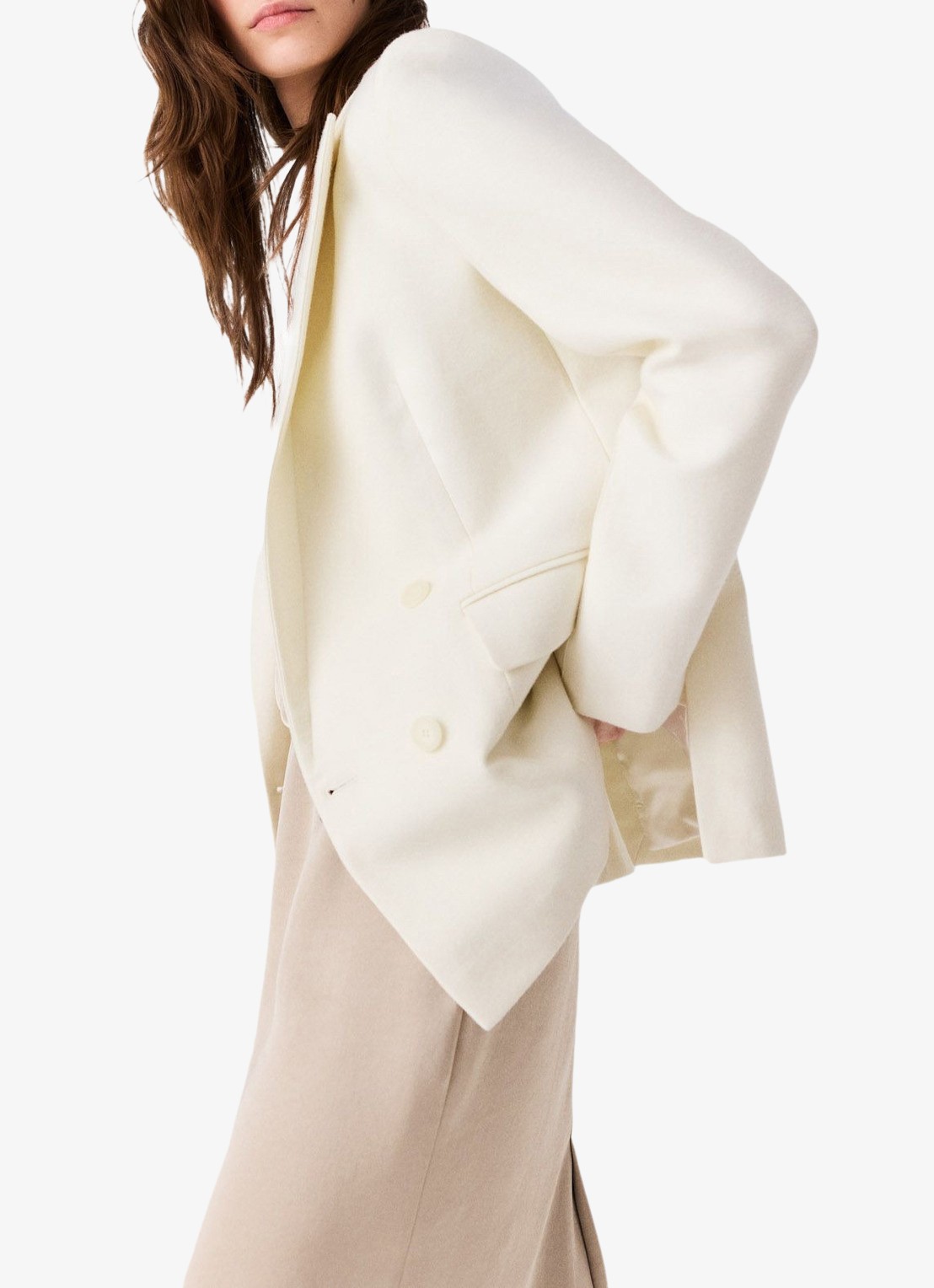 Maje Double-breasted blazer met klepzakken - detail 5 beige