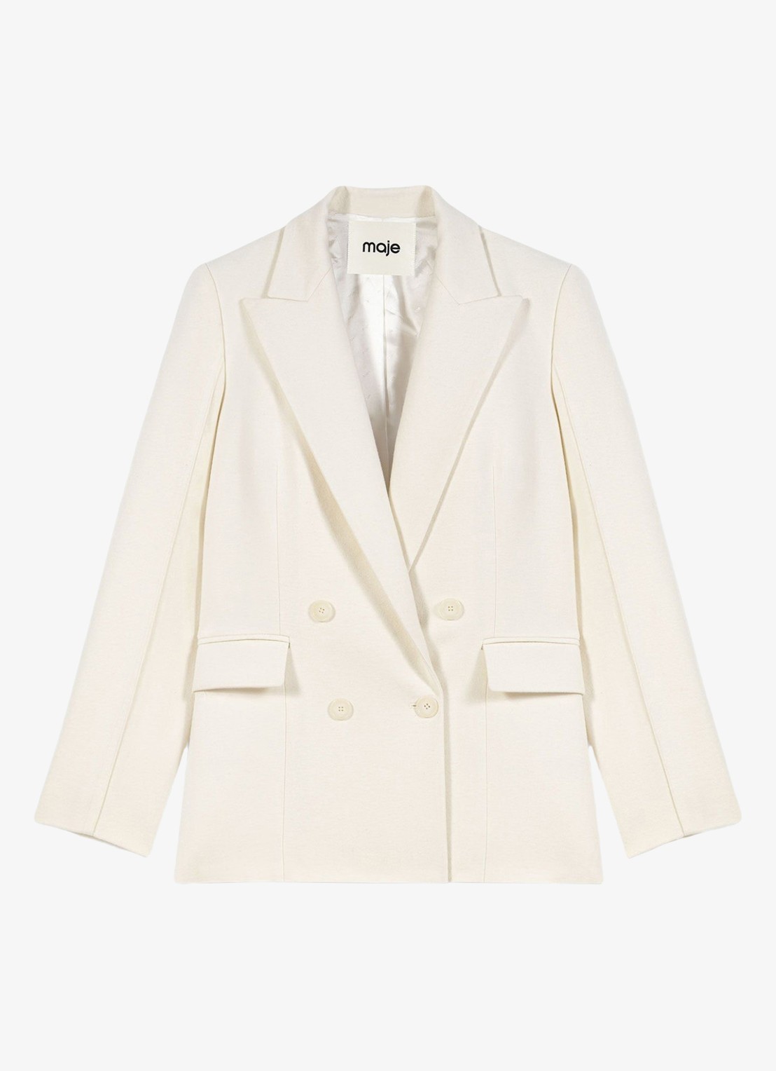 Maje Double-breasted blazer met klepzakken - voorkant beige