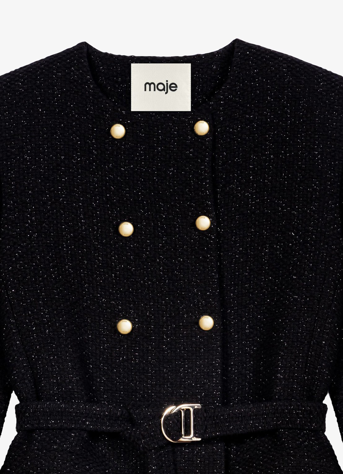 Maje Double-breasted blazer met riem - detail jeans