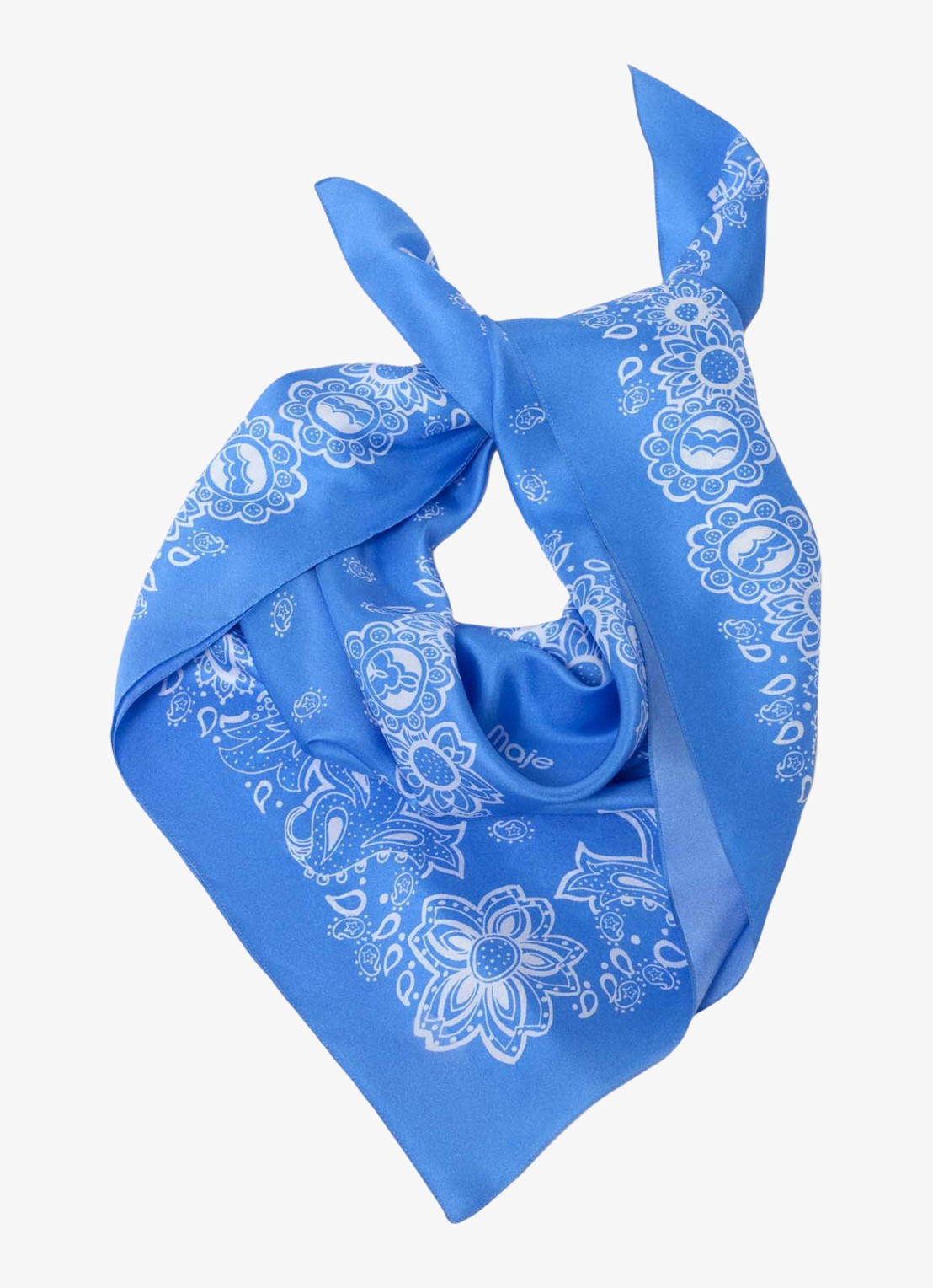 Maje Ecarresummer bandana sjaal van zijde met pailsey print - detail 5 lichtblauw
