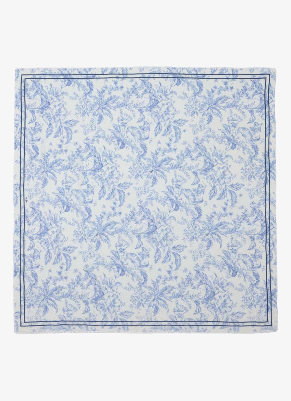 Maje Echaleblue sjaal in wolblend met print 140 x 140 cm  - achterkant lichtblauw