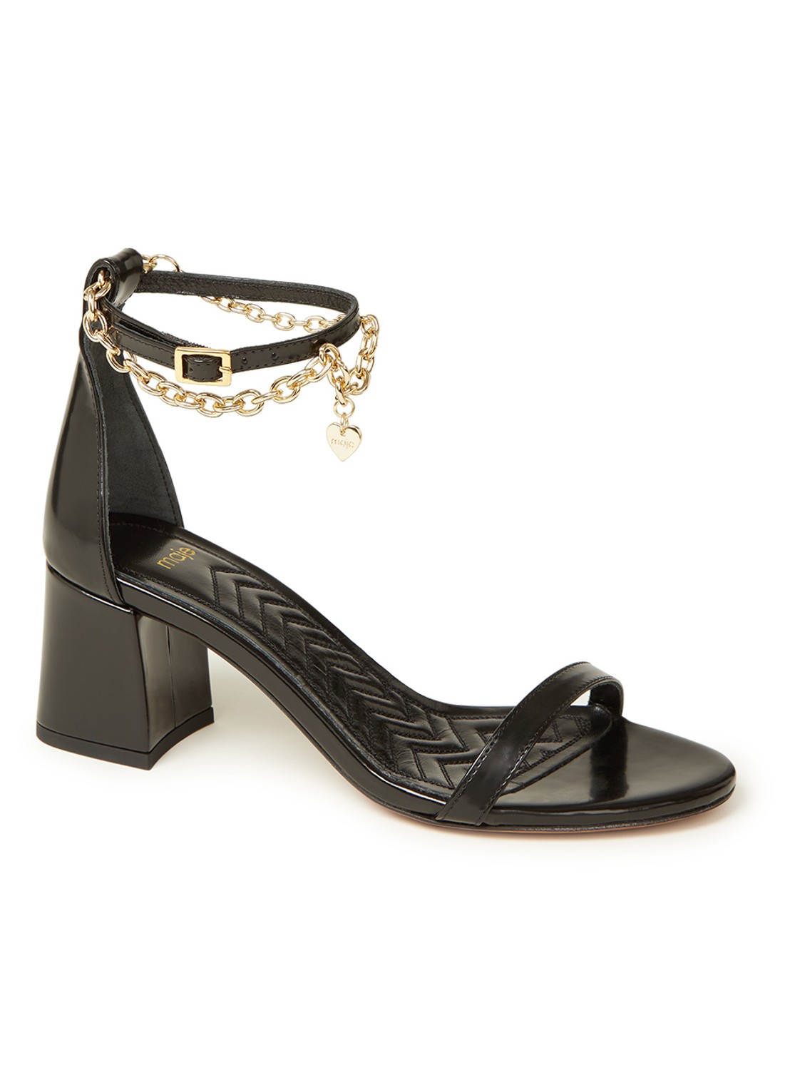 Maje Fever Low sandalette van leer - voorkant zwart