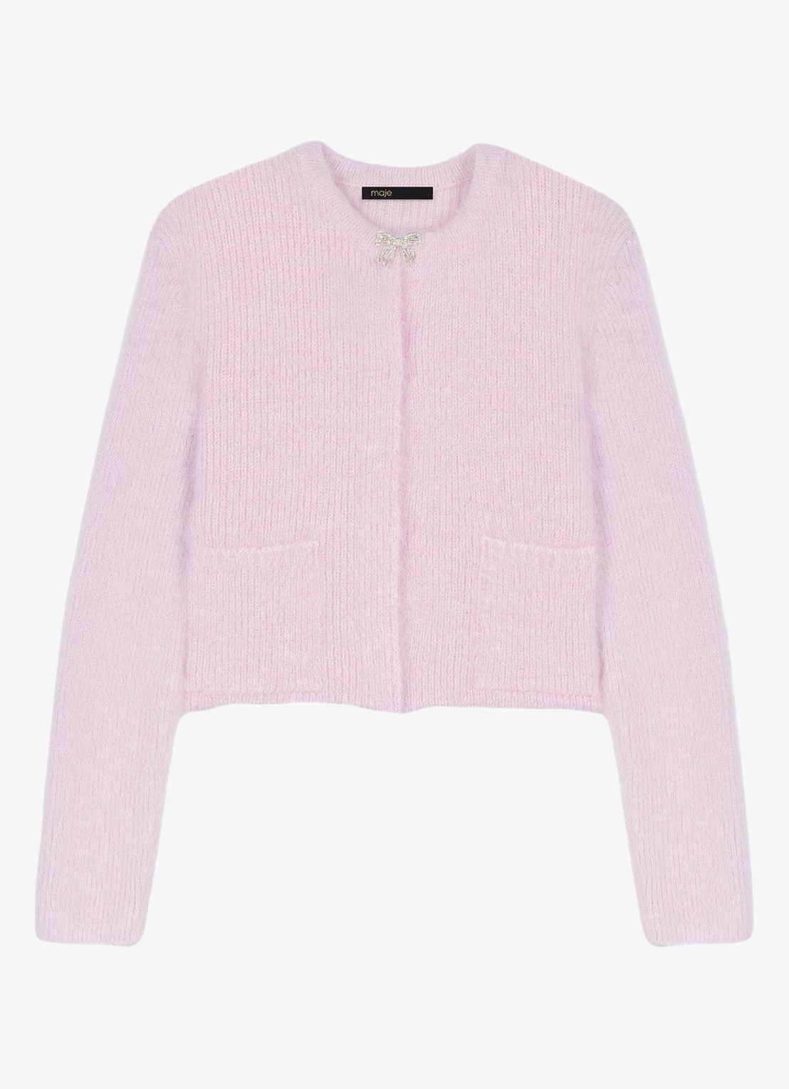 Maje Fijngebreid vest in wolblend - voorkant roze
