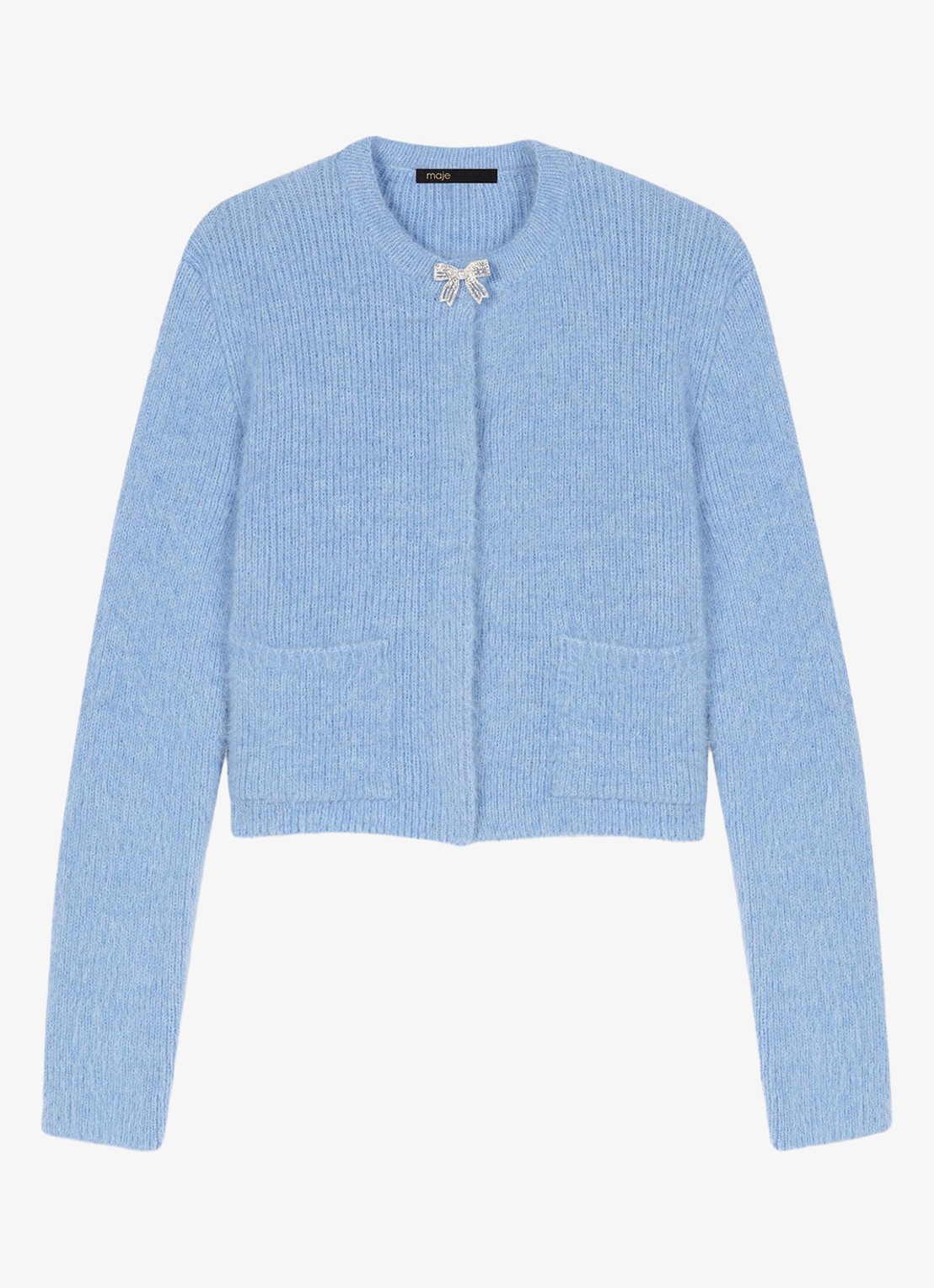 Maje Fijngebreid vest in wolblend - voorkant 2 donkerblauw