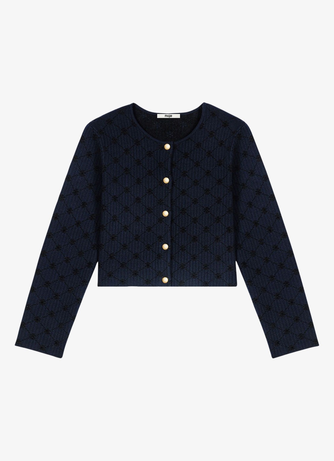 Maje Fijngebreid vest in wolblend - voorkant 2 donkerblauw