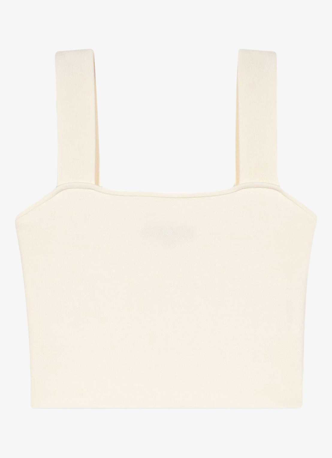 Maje Fijngebreide crop top met stretch - voorkant beige