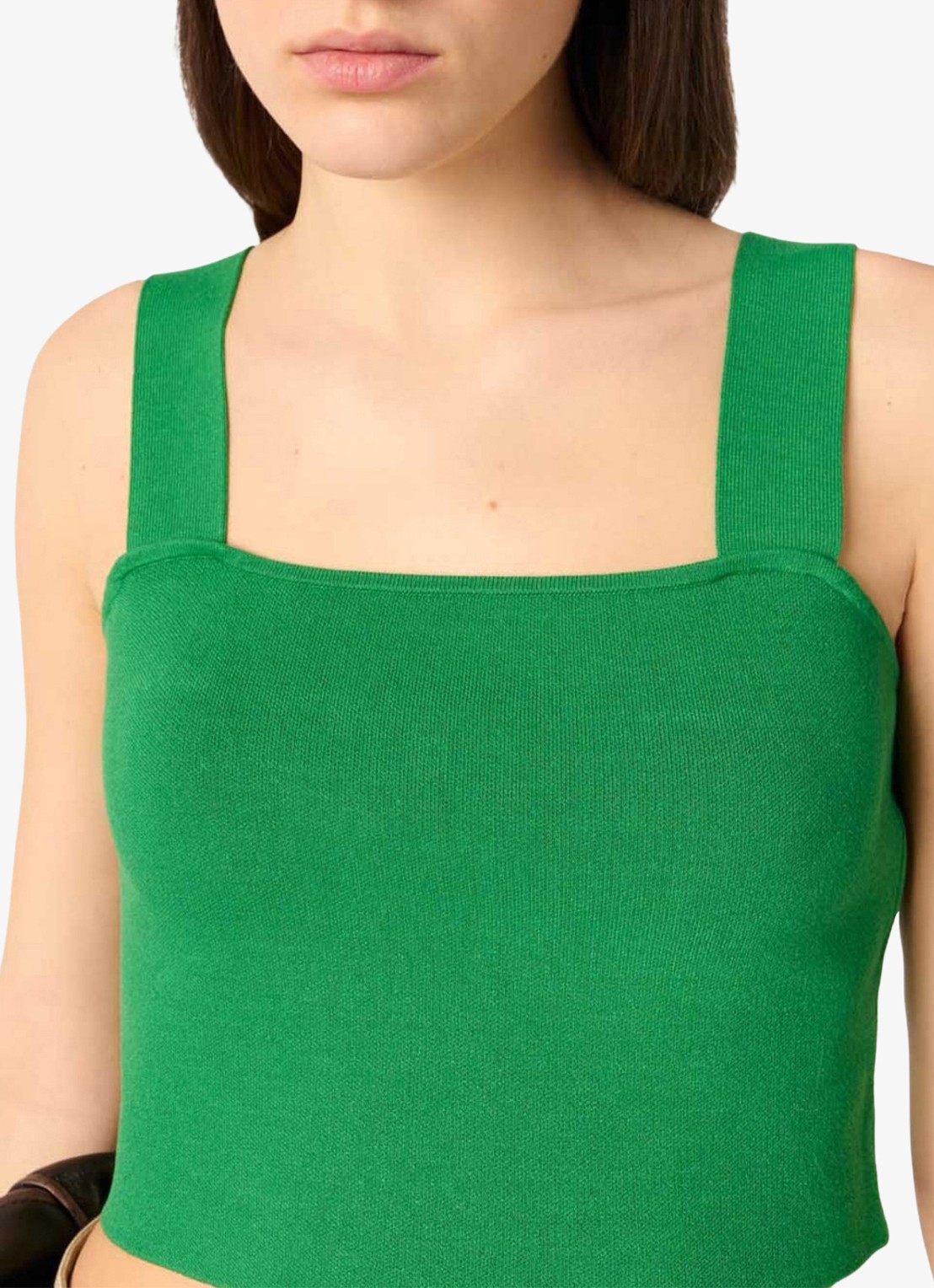 Maje Fijngebreide crop top met stretch - detail 5 groen