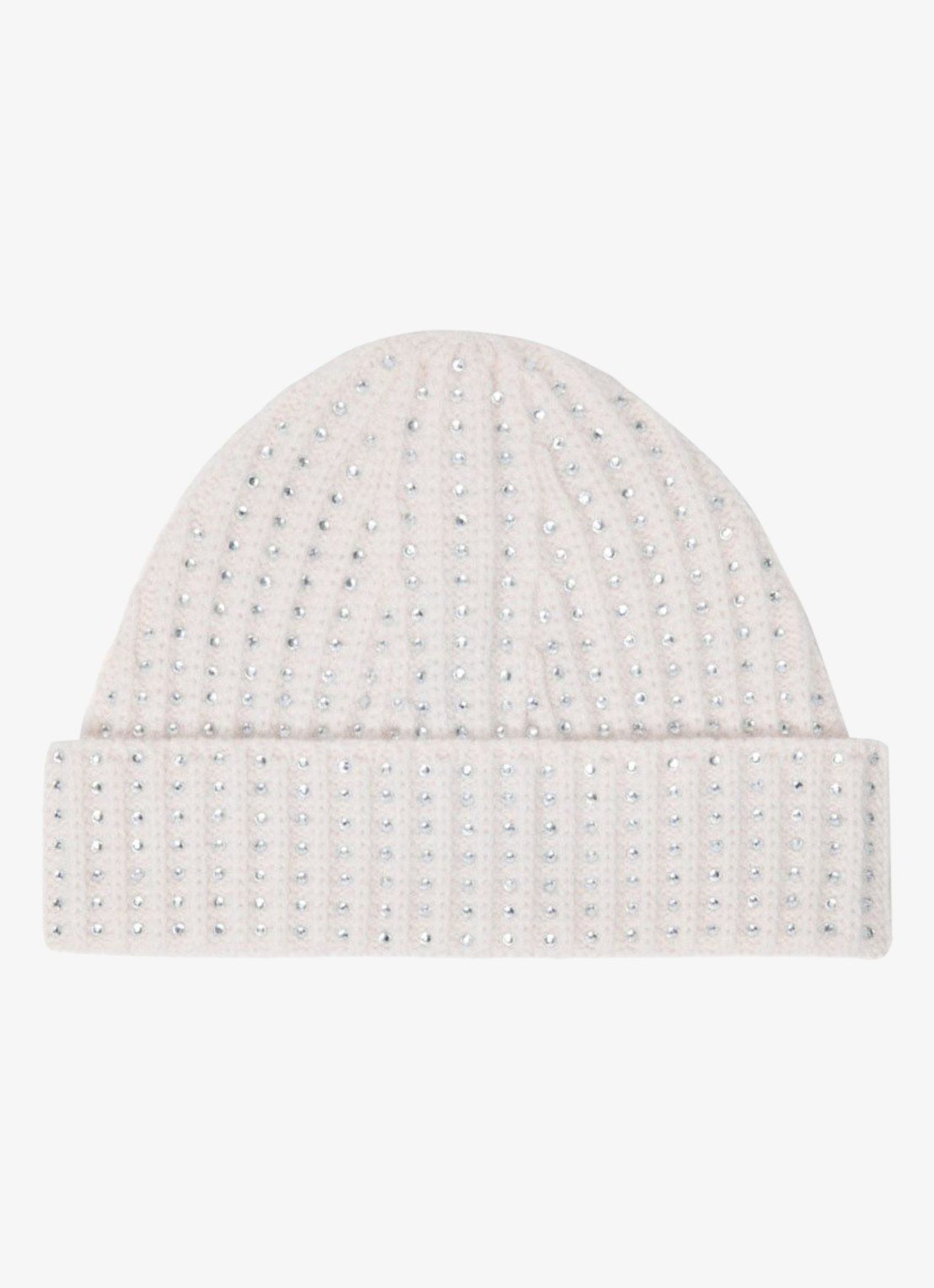 Maje Fijngebreide muts van wol met studs - voorkant 3 beige