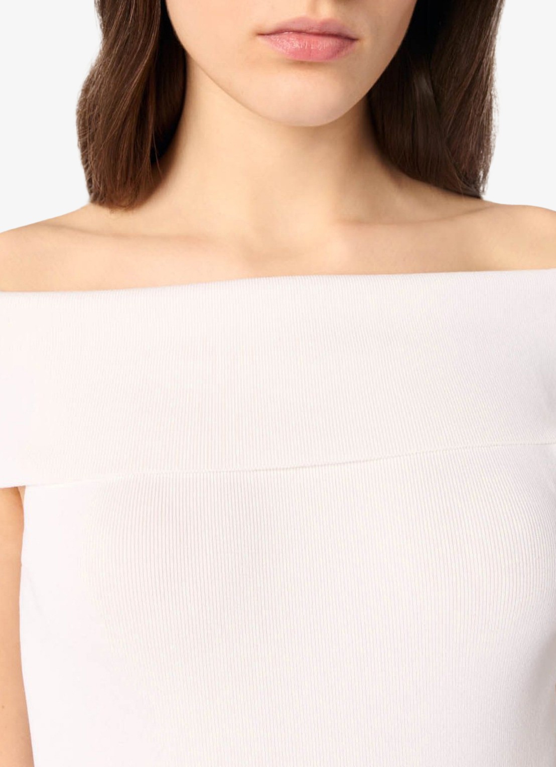 Maje Fijngebreide off shoulder top - detail 5 wit