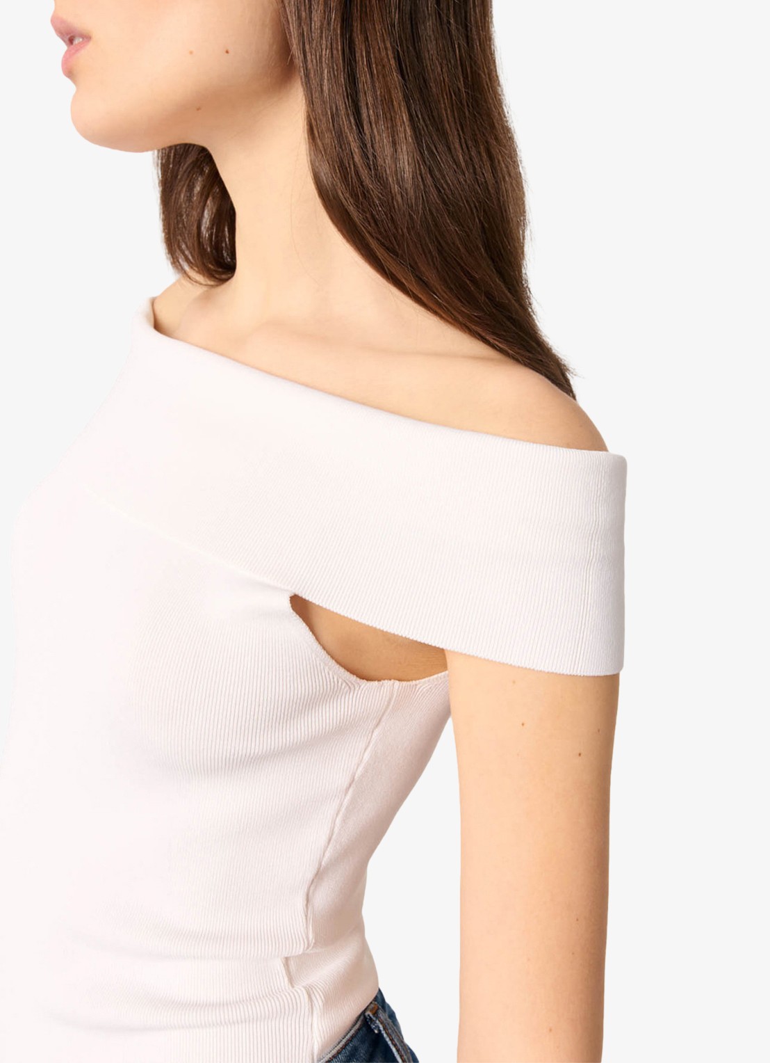 Maje Fijngebreide off shoulder top - detail 6 wit