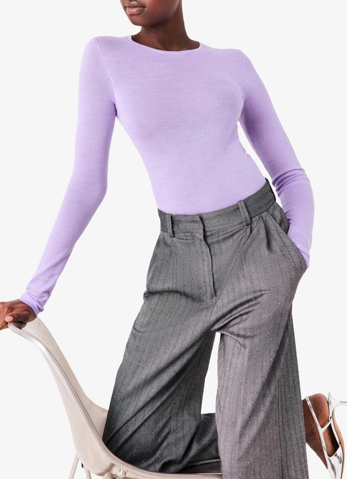 Maje Fijngebreide pullover van mesh - detail 4 parma violet / paars