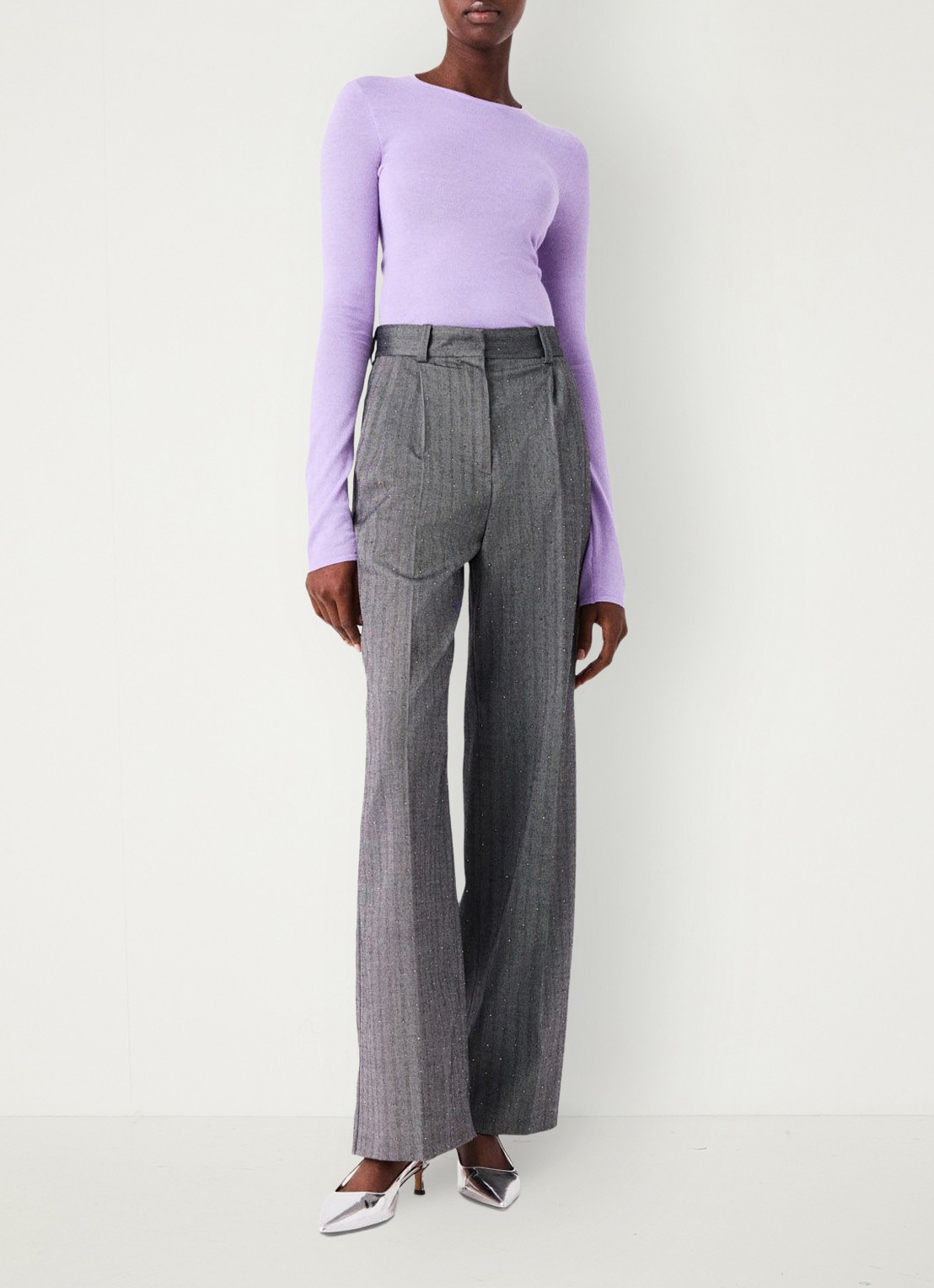 Maje Fijngebreide pullover van mesh - voorkant 2 parma violet / paars