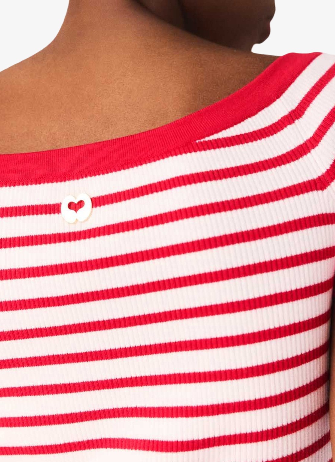 Maje Fijngebreide top met boothals en streepprint - detail 8 rood