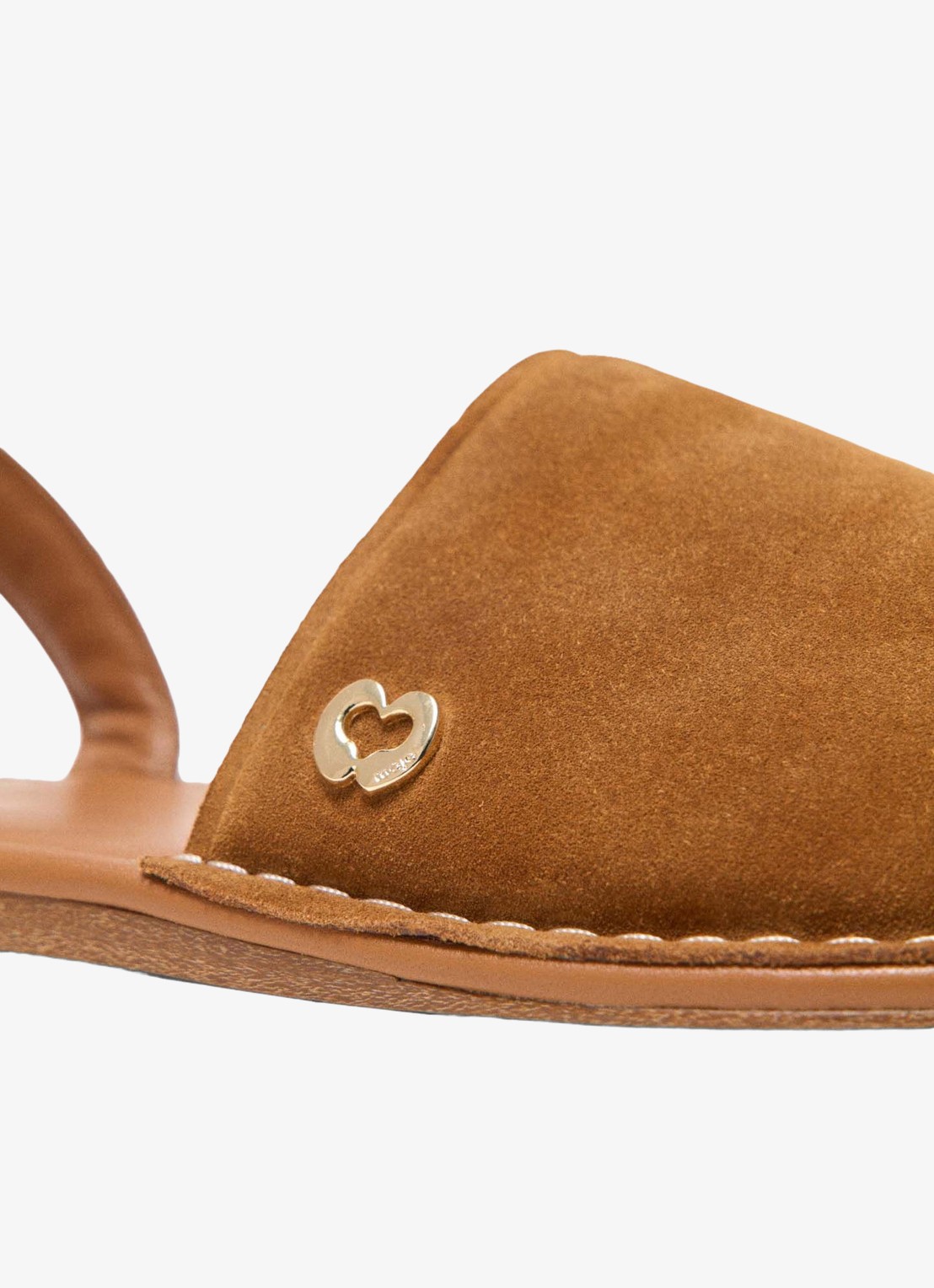 Maje Filakia sandaal van leer met logo - detail 5 camel