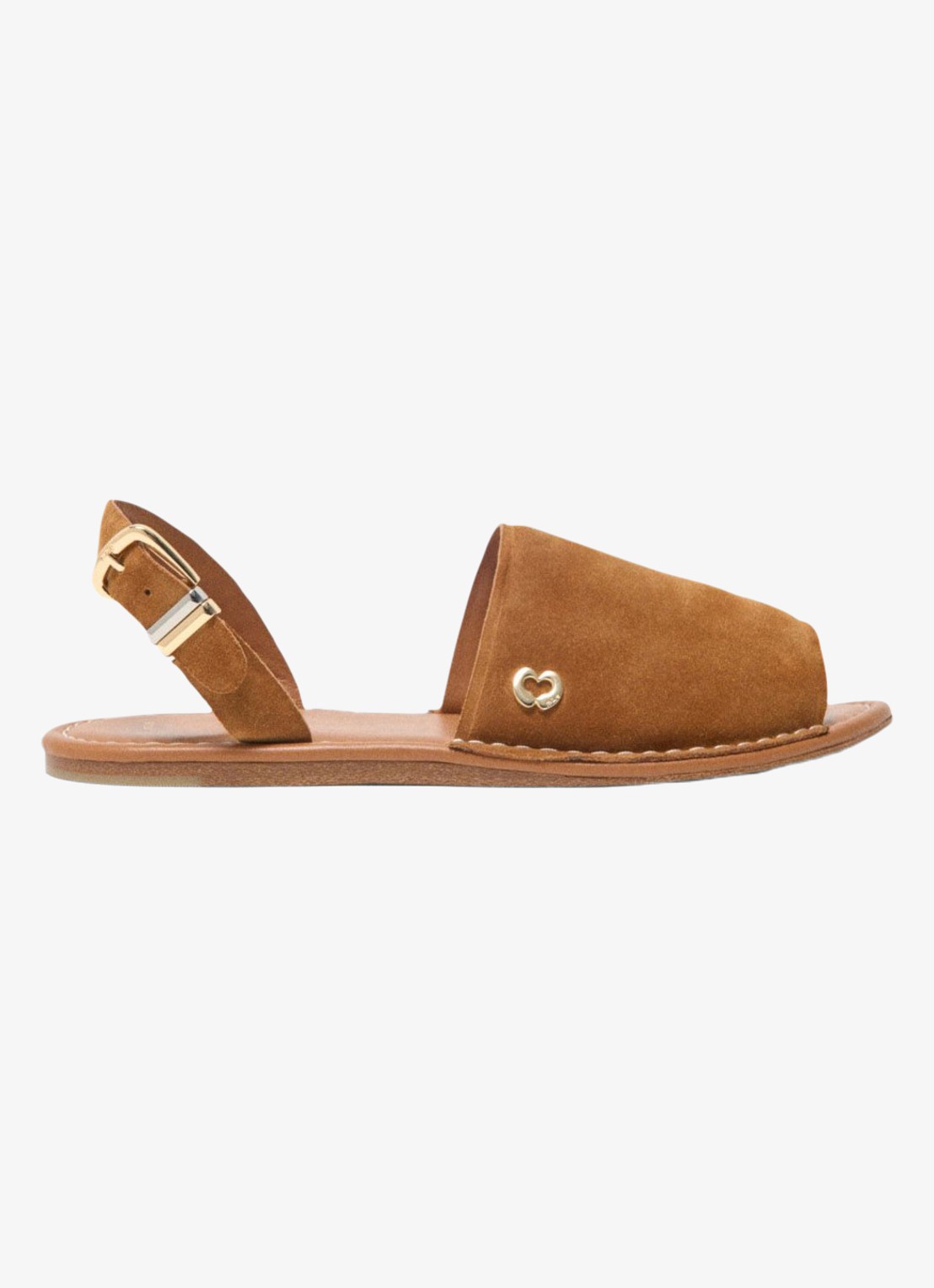 Maje Filakia sandaal van leer met logo - voorkant 6 camel