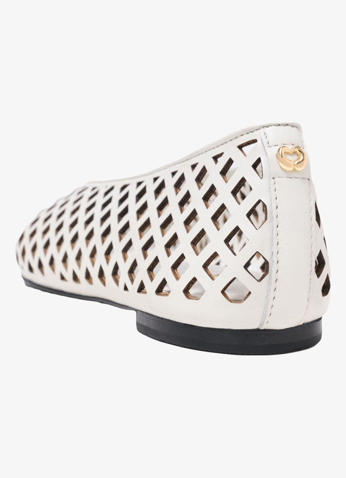 Maje Filaria ballerina van leer met cut-out details - achterkant wit
