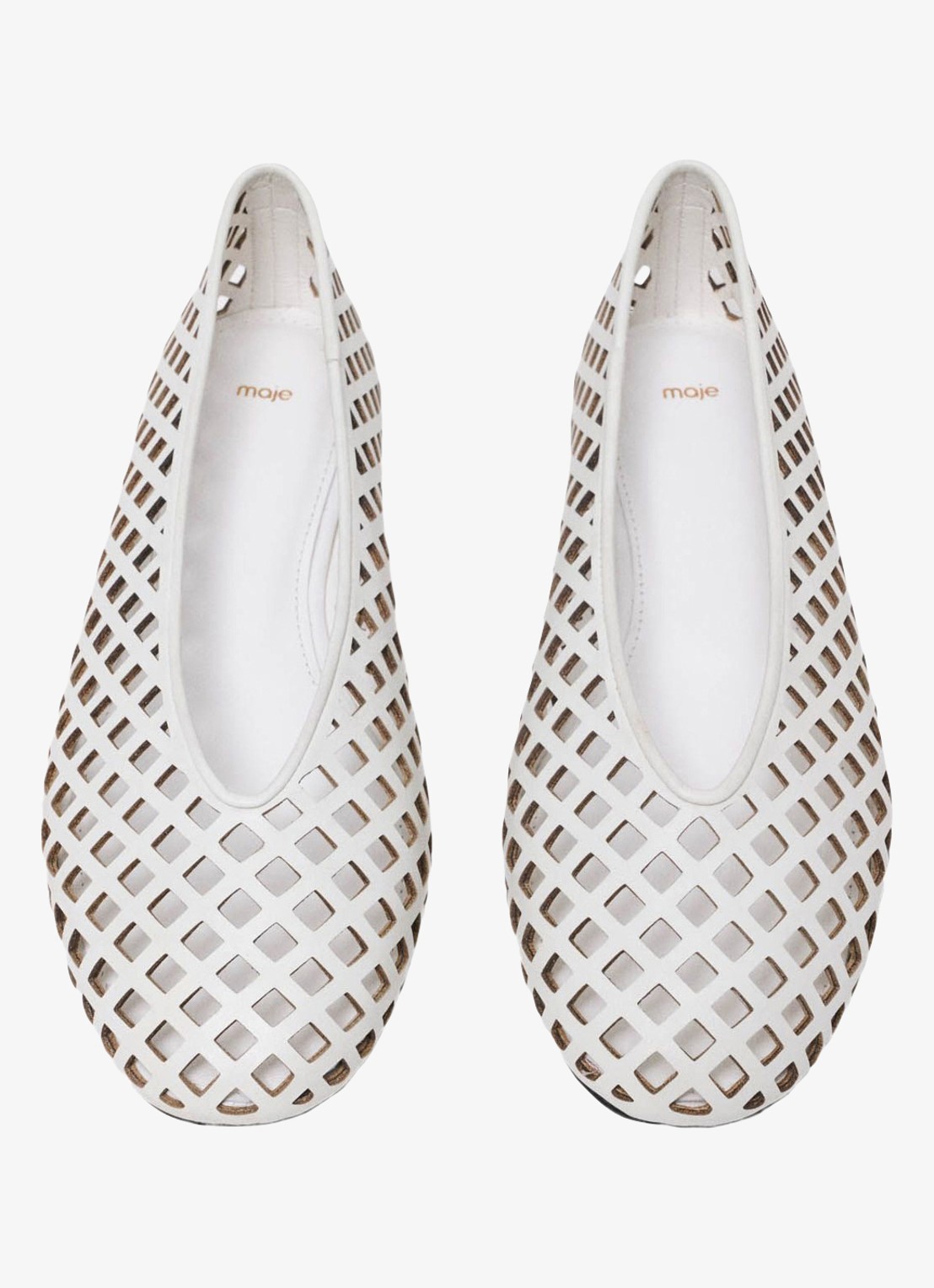 Maje Filaria ballerina van leer met cut-out details - detail 2 wit