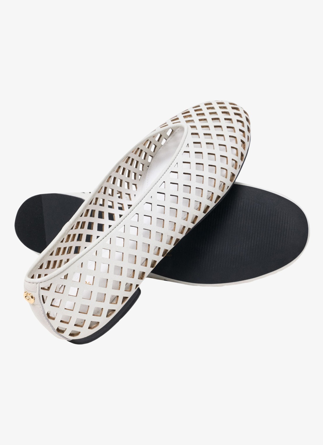 Maje Filaria ballerina van leer met cut-out details - detail 4 wit