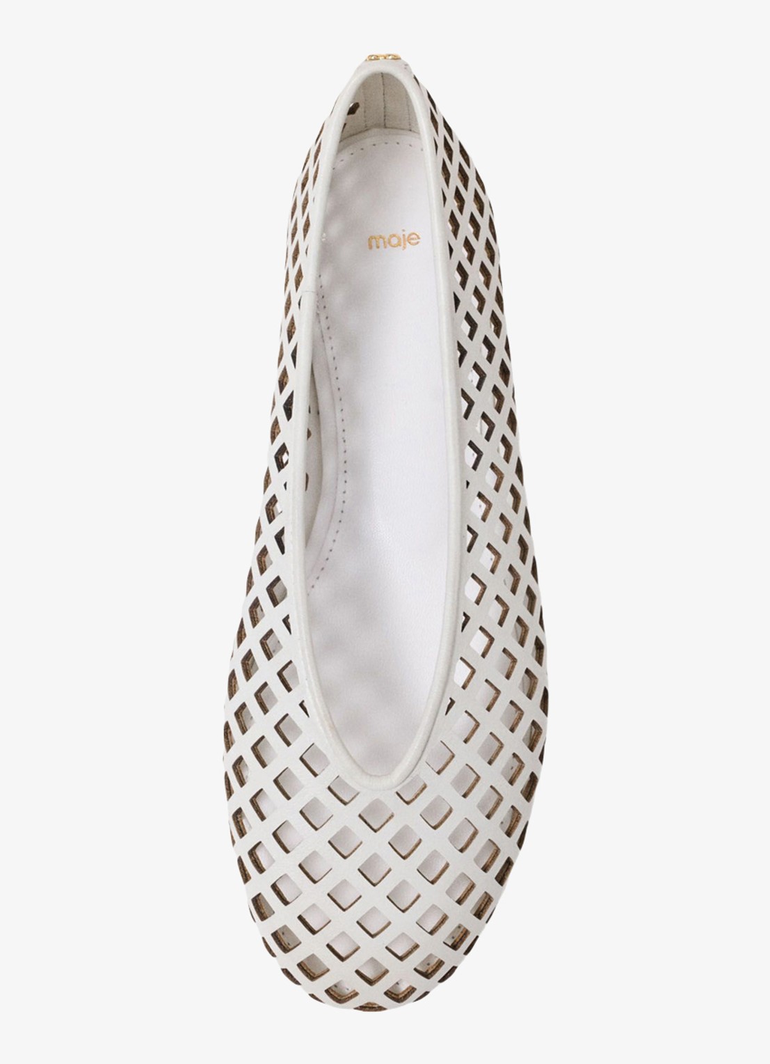 Maje Filaria ballerina van leer met cut-out details - detail 5 wit