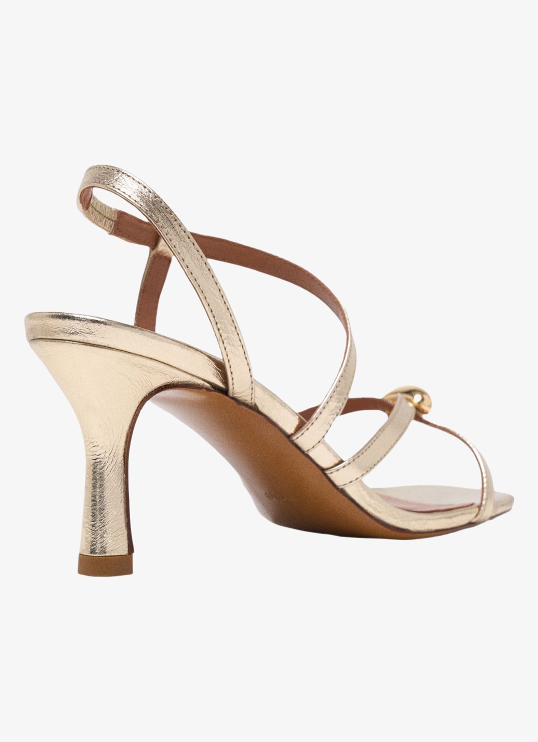 Maje Fivetamet sandalette van geitenleer met metallic finish  - achterkant goud