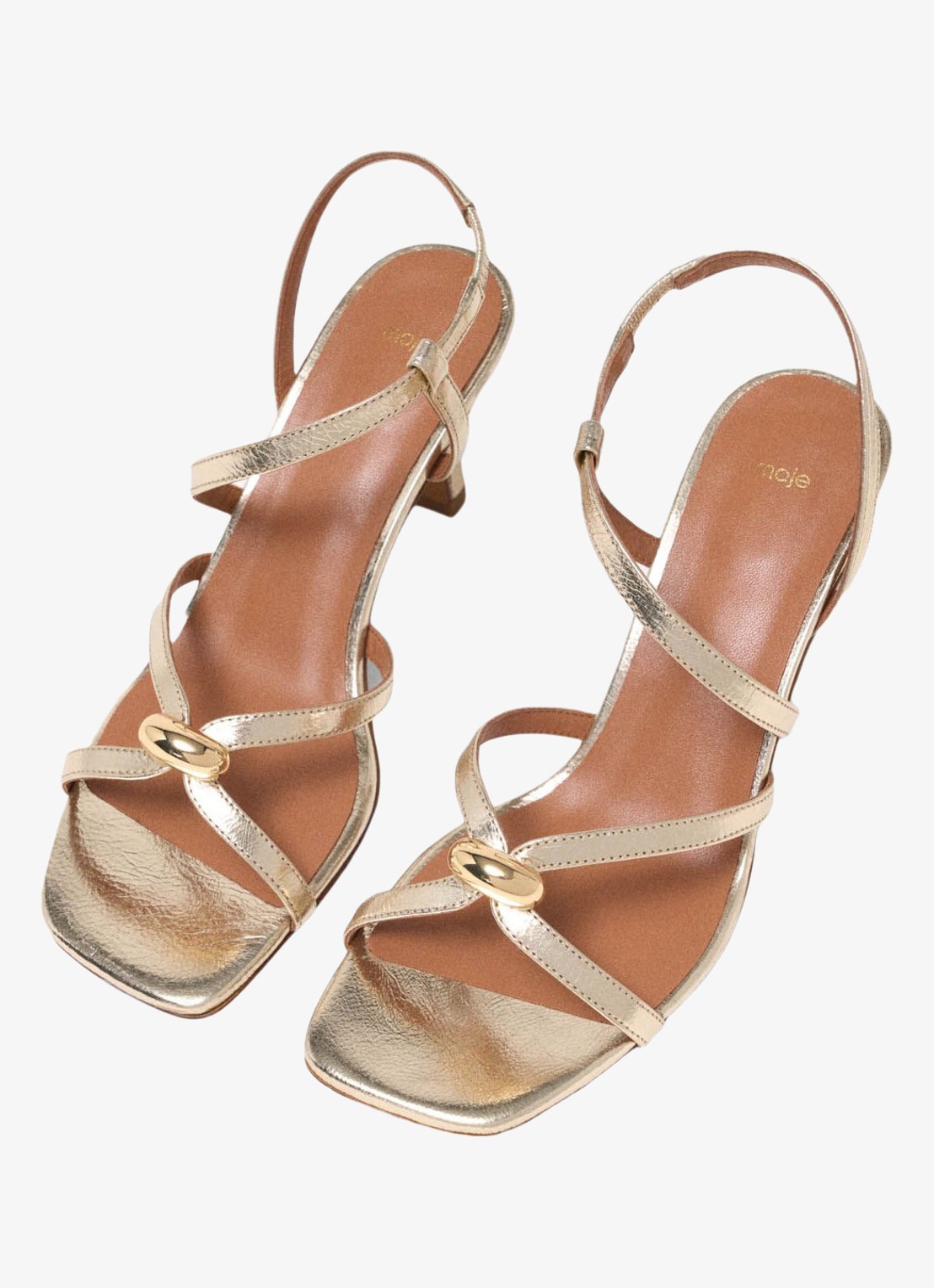 Maje Fivetamet sandalette van geitenleer met metallic finish  - detail 4 goud