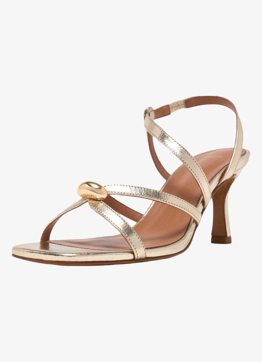 Maje Fivetamet sandalette van geitenleer met metallic finish  - detail 6 goud