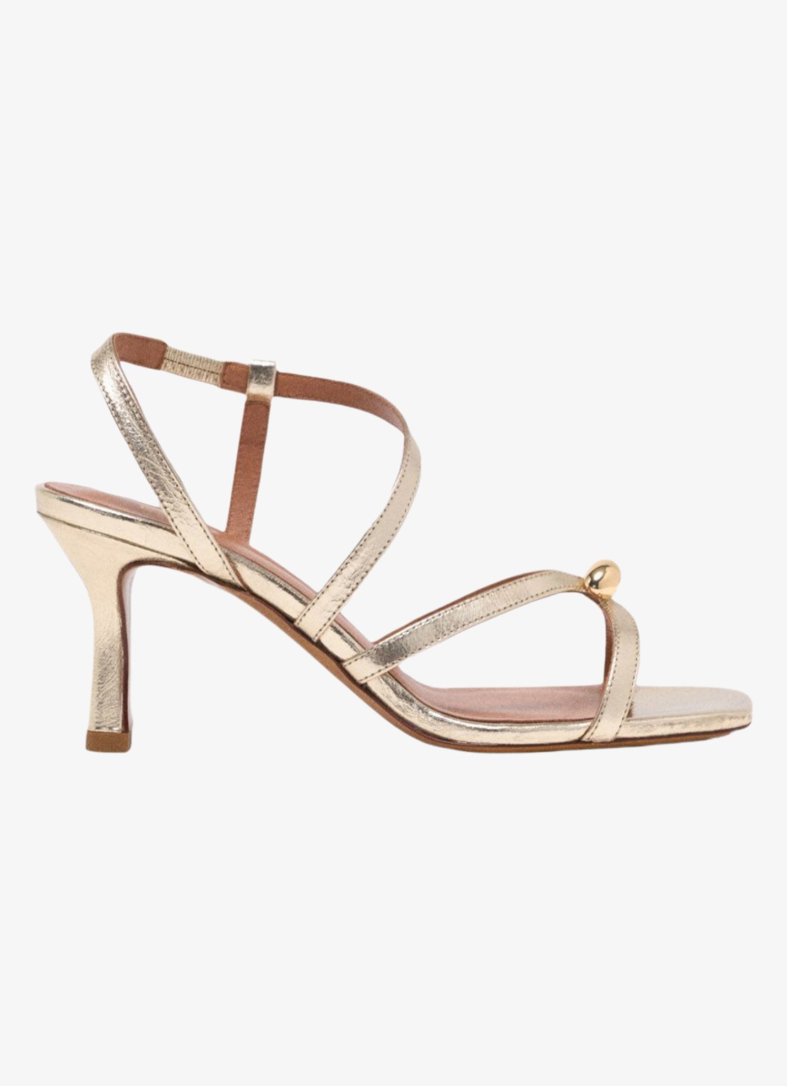 Maje Fivetamet sandalette van geitenleer met metallic finish  - voorkant 2 goud