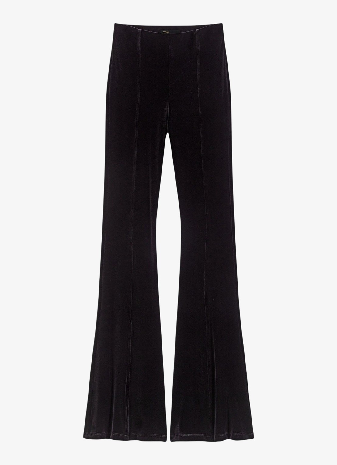 Maje Flared fit broek van fluweel  - voorkant 3 zwart
