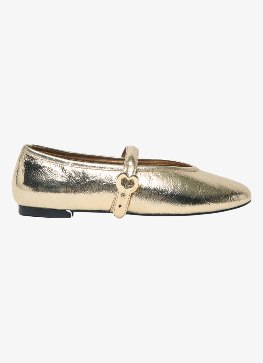 Maje Flaria ballerina van leer met metallic finish  - voorkant goud