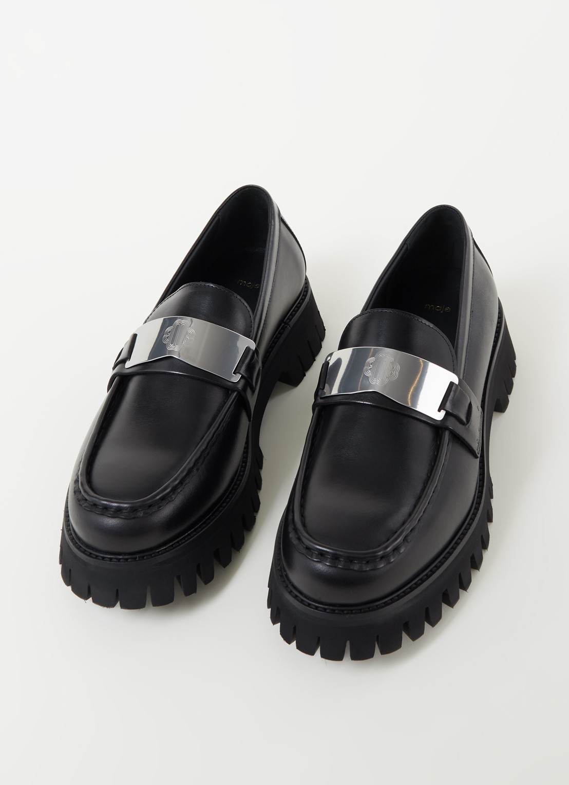 Maje Foroffice loafer van leer - detail 2 zwart