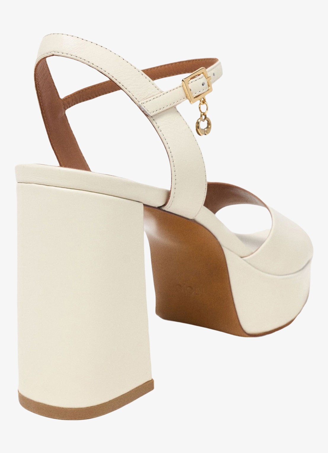 Maje Fralow sandalette van leer met plateauzool - achterkant 3 beige