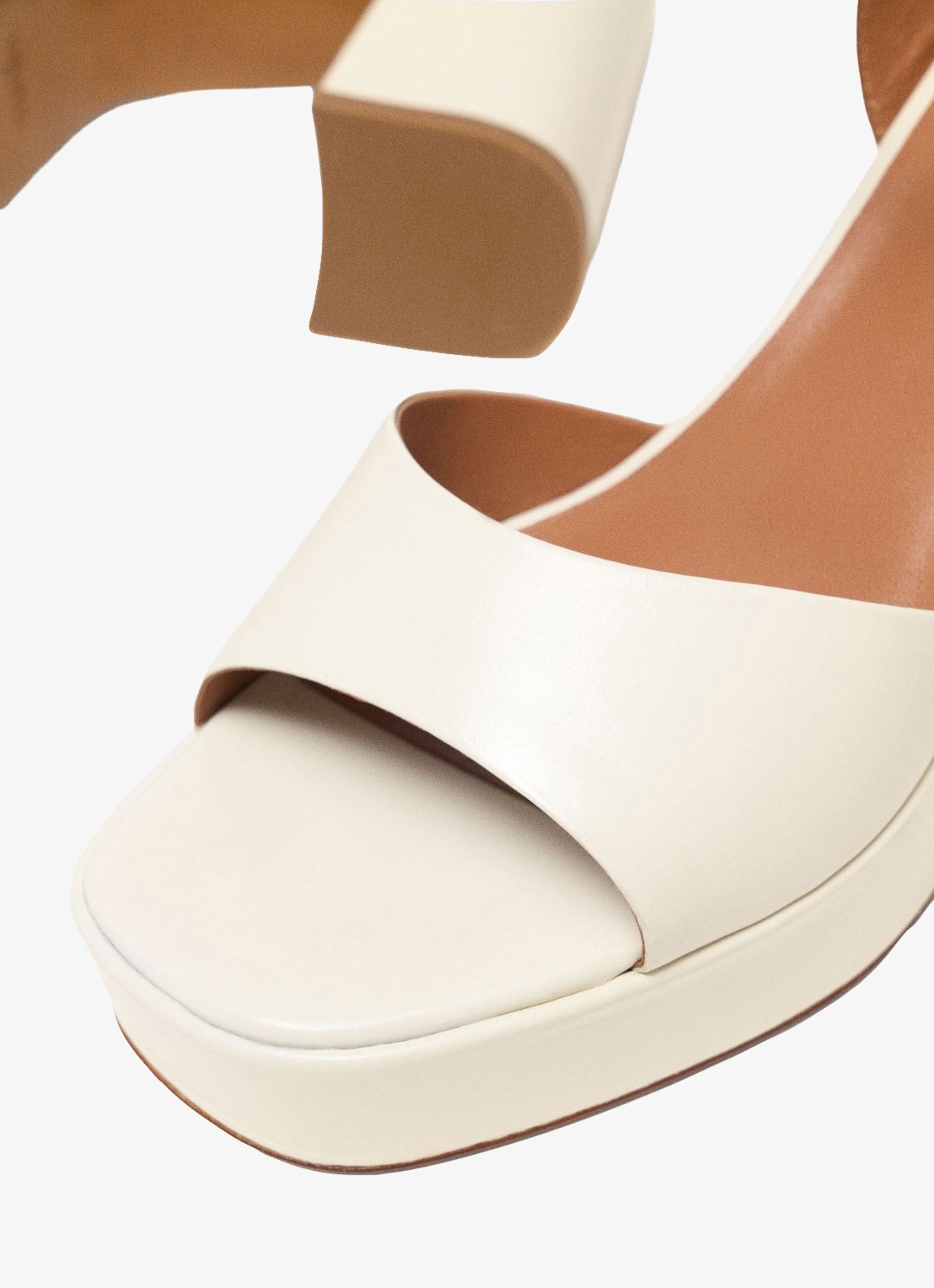 Maje Fralow sandalette van leer met plateauzool - detail 6 beige