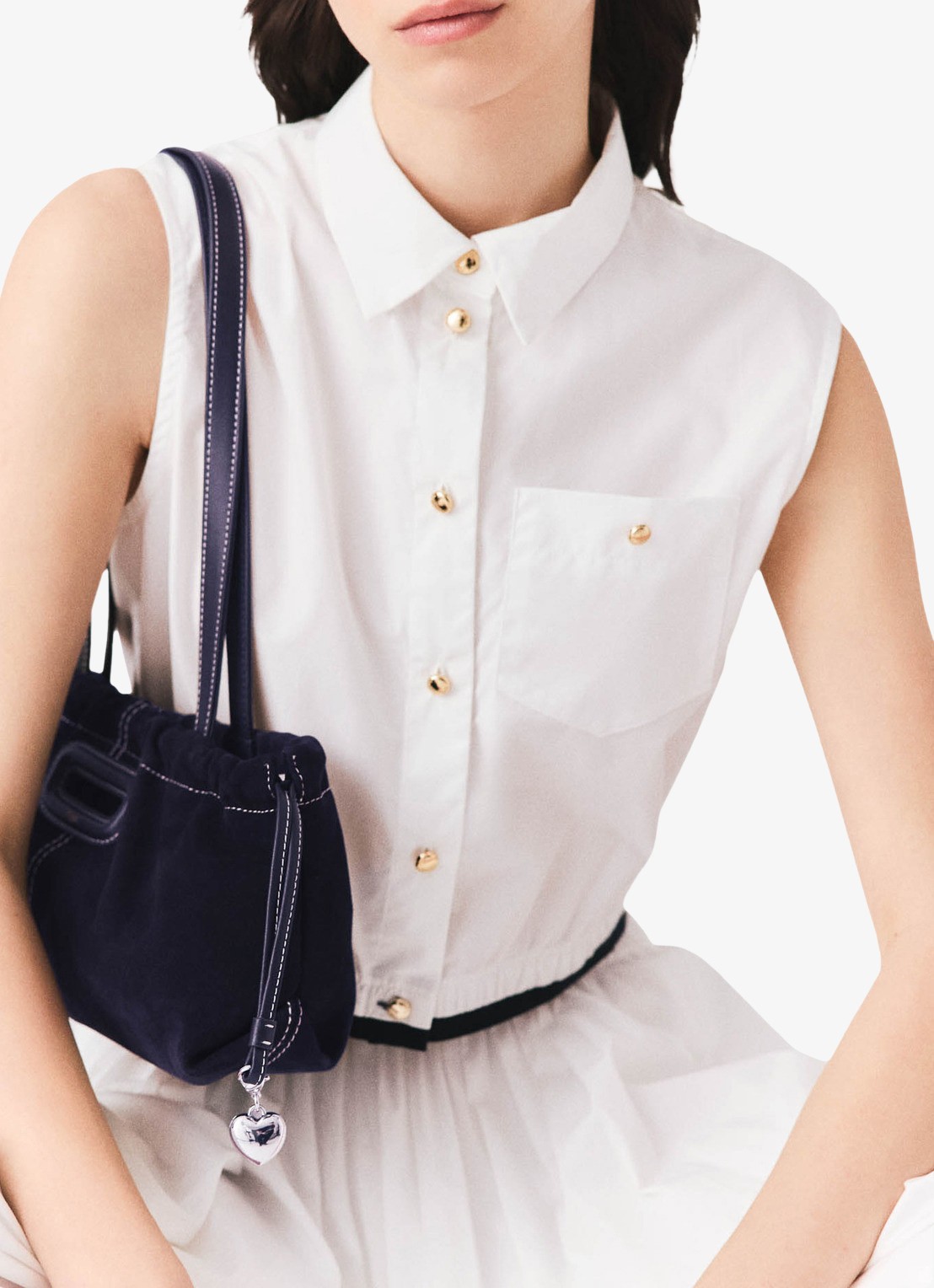 Maje Gecropte mouwloze blouse - detail 5 wit