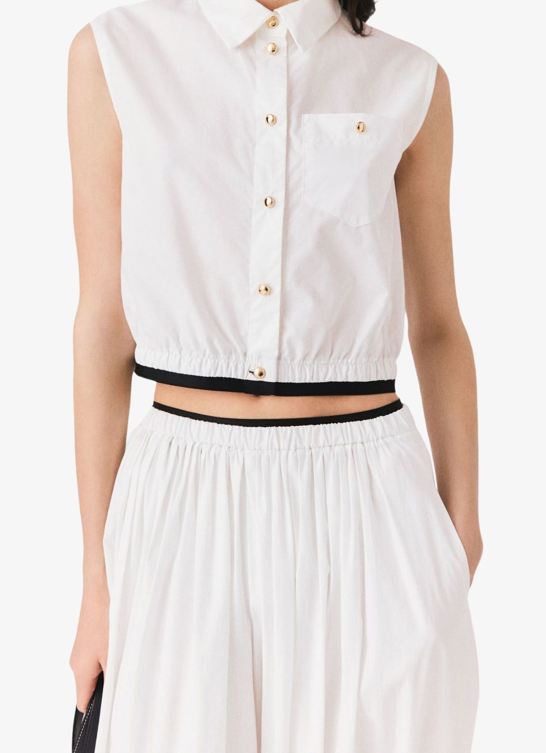Maje Gecropte mouwloze blouse - detail 7 wit