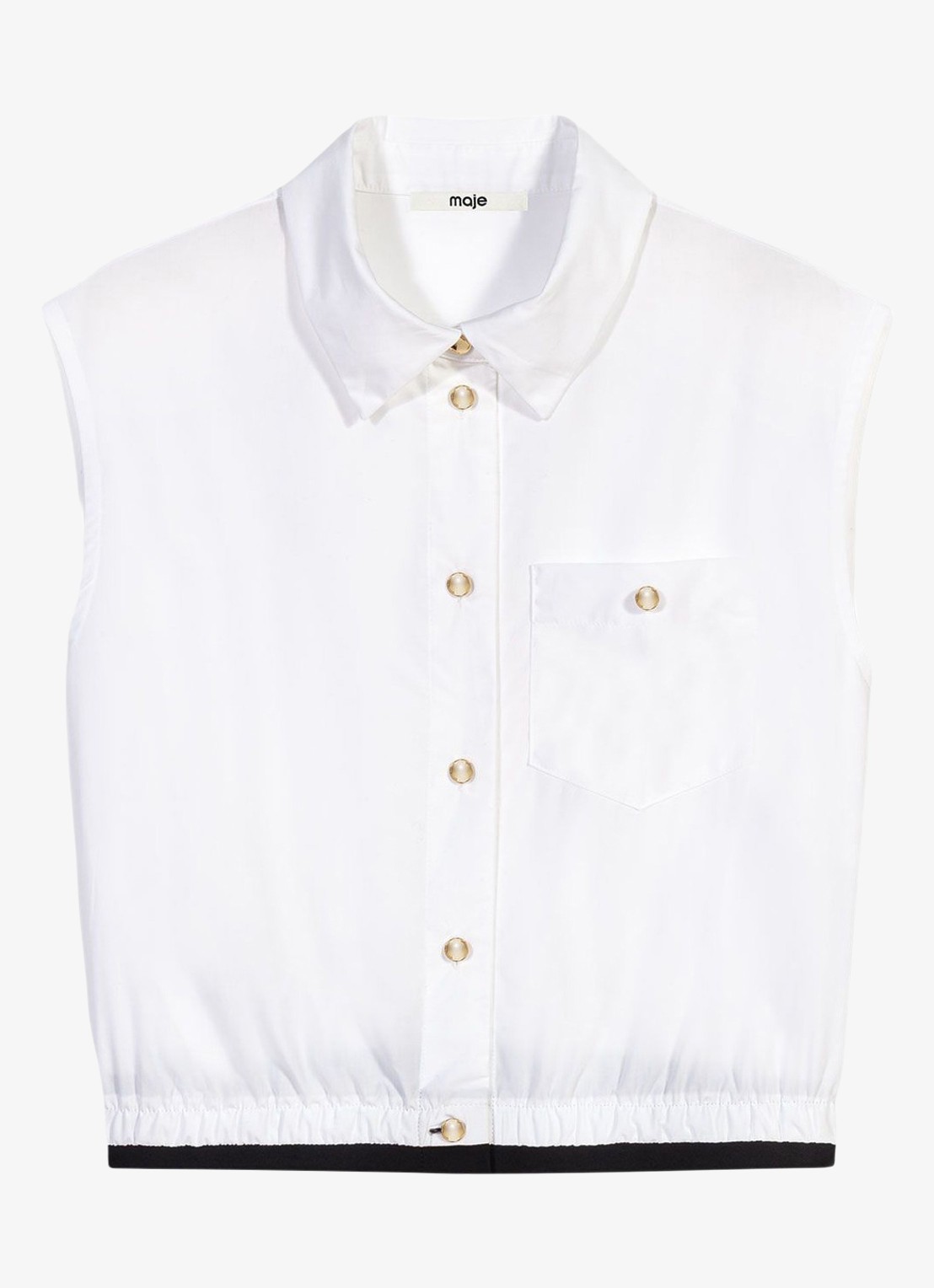 Maje Gecropte mouwloze blouse - voorkant wit