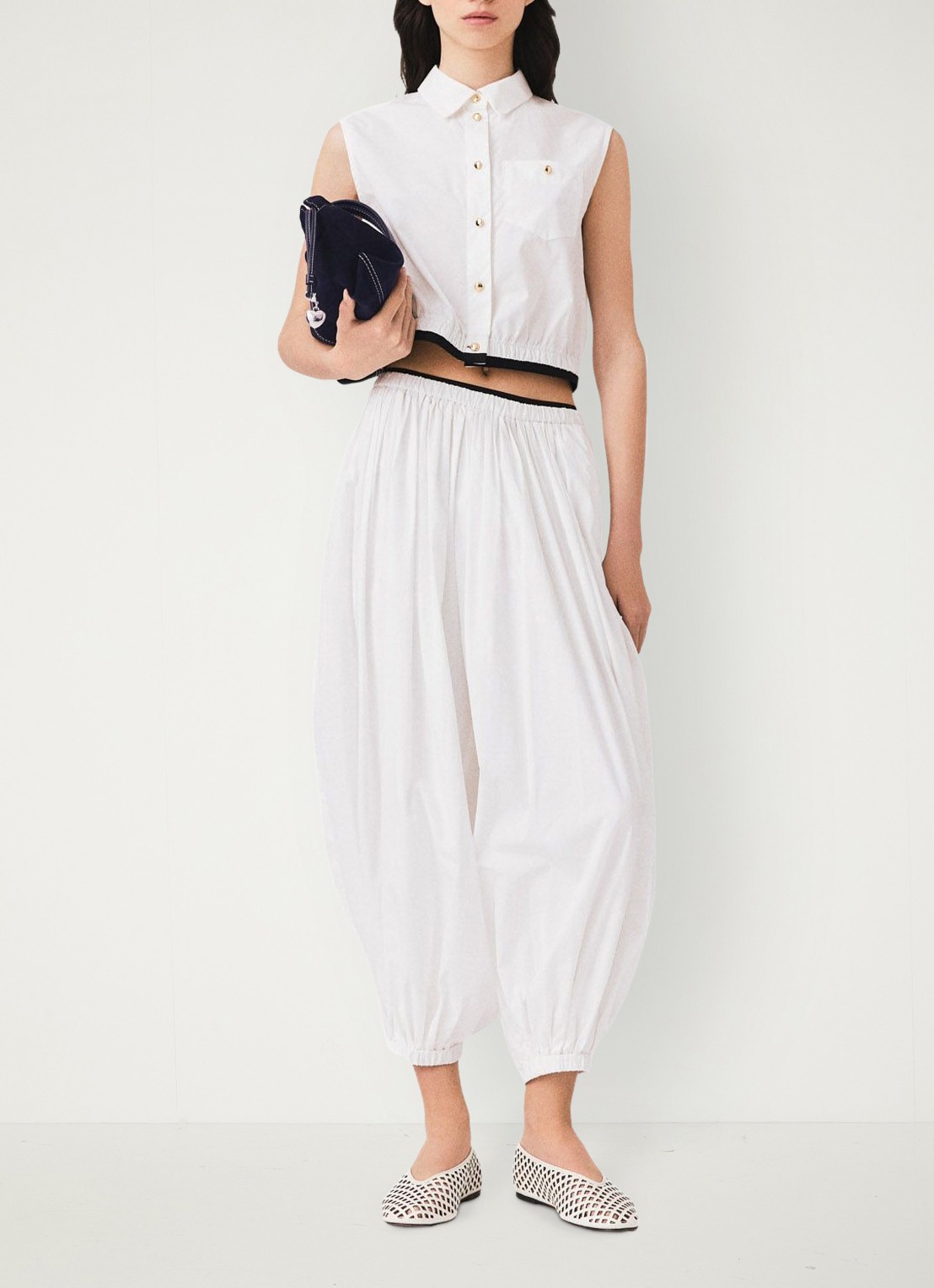 Maje Gecropte mouwloze blouse - voorkant 2 wit