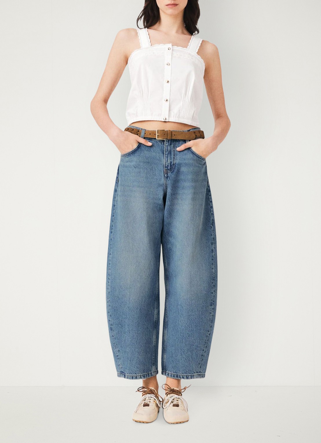 Maje Gecropte top met kantbies - voorkant 2 wit