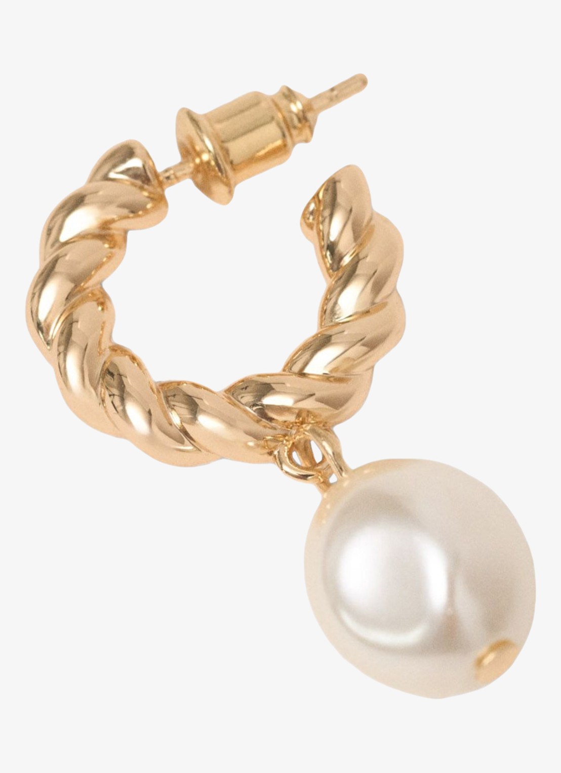 Maje Gedraaide hoepel oorbellen met parel - detail goud