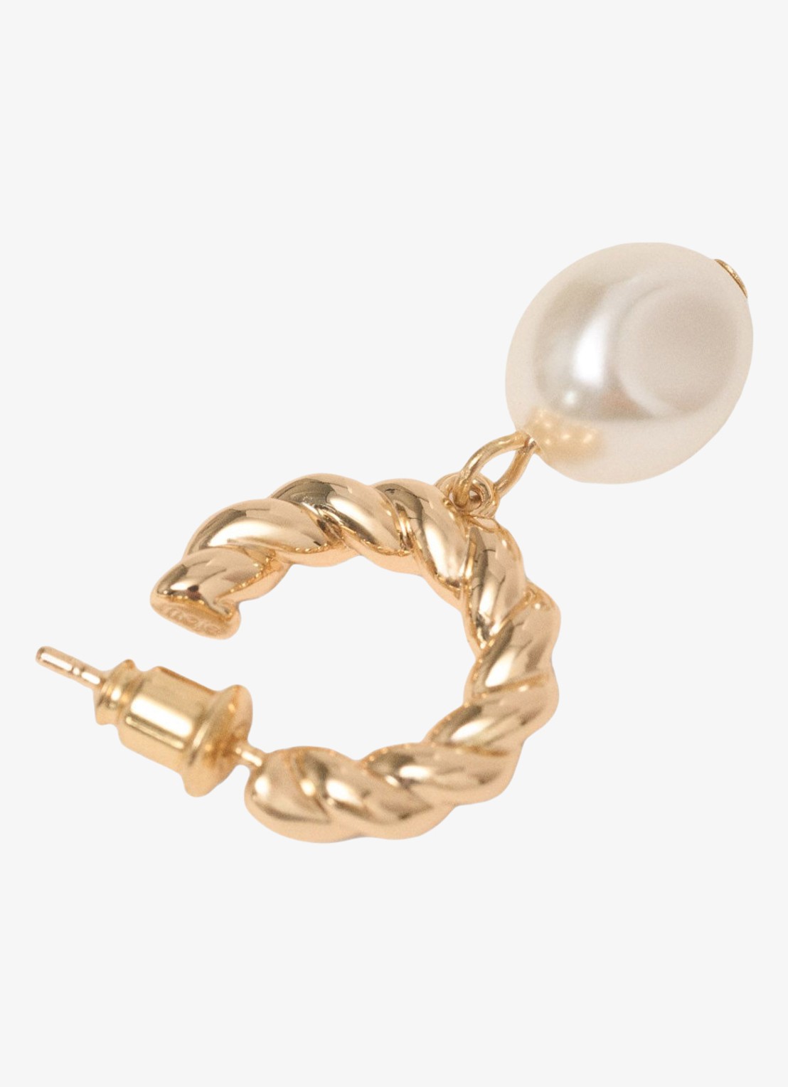 Maje Gedraaide hoepel oorbellen met parel - detail 2 goud