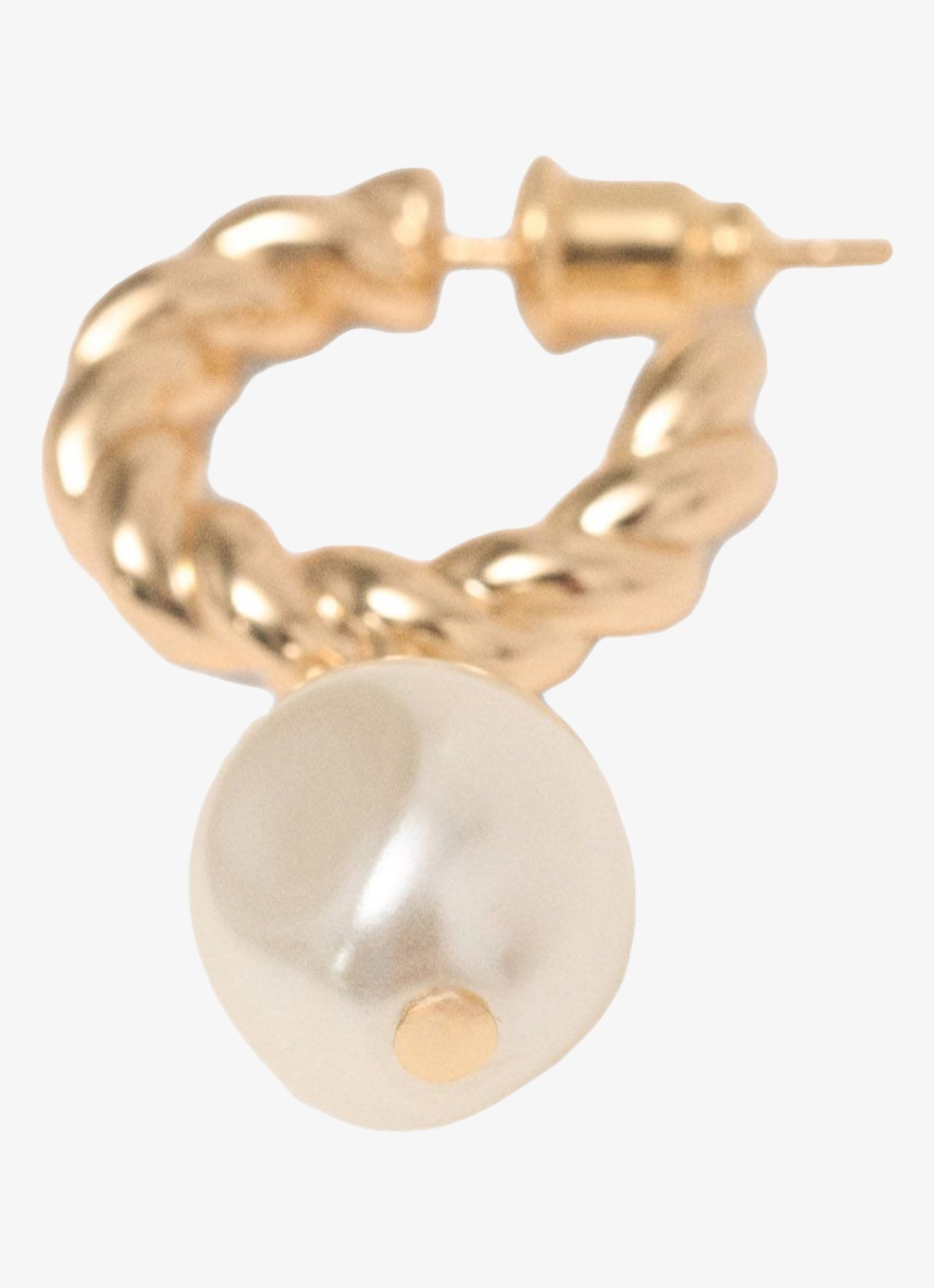 Maje Gedraaide hoepel oorbellen met parel - detail 3 goud