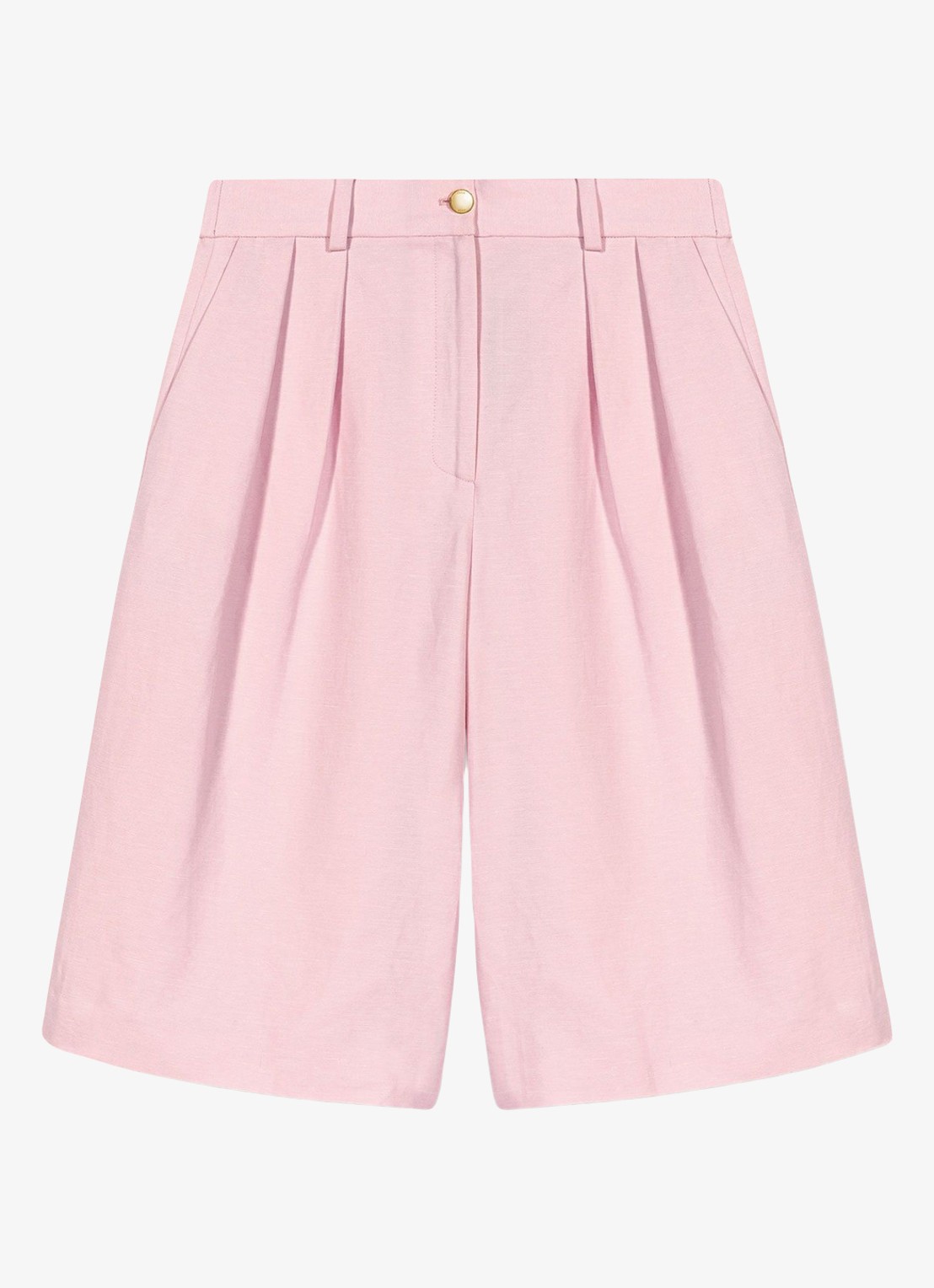 Maje Geplooide linnen blend Bermudashort - voorkant roze