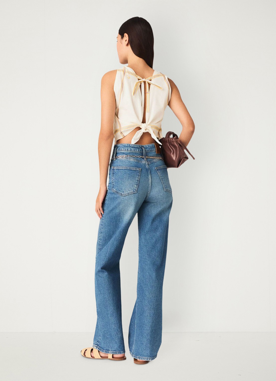 Maje Geprinte rugdecolleté crop top - achterkant 3 wit