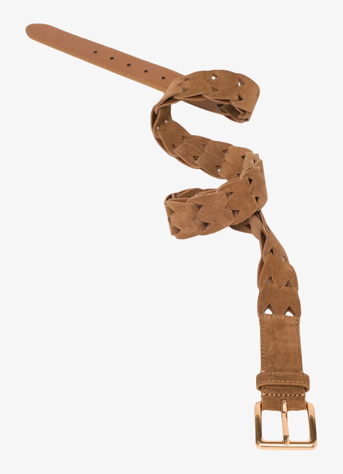 Maje Gevlochten riem van suède - detail camel